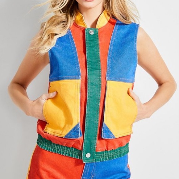 GUESS x J BALVIN Colorblocked Denim Vest L NWT - Picture 4 of 15